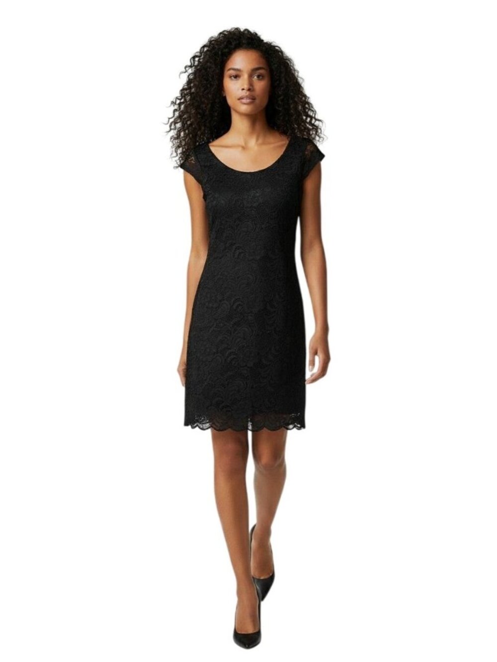 Divided by H&M Women’s Cup Sleeve Lace Mini Dress, Black, Sz. 8